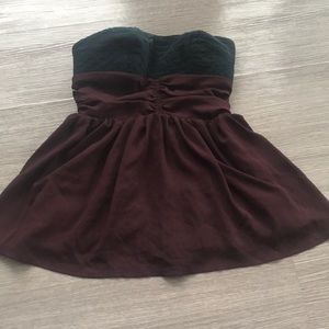 Maroon and navy Anthropologie peplum top, size 0